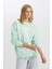 Oversize Geniş Kalıp Bisiklet Yaka Baskılı Kalın Sweatshirt D9804AX24WN 3