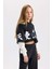 Kız Çocuk 2'li Takım Bisiklet Yaka Baskılı Sweatshirt Beli Lastikli Jogger Eşofman Altı D4066A824WN 1