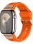 - Apple Watch 44MM - Kordon Hava Alabilen Delikli Metal Süslemeli Desenli Silikon Kordon KRD-117 - Titanyum-Turuncu 1