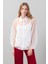 Boncuk Işlemeli Balon Kol Organze Gömlek Beyaz K2513537_002 1