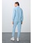 Açık Mavi Kompakt Pamuklu Kalın Pürüzsüz Dokulu Dik Yaka Oversize Fit Kadın Eşofman Takım - 95340 7