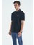 Lacivert Yazı Nakışlı Baskı Detaylı Standart Kalıp Polo Yaka Erkek T-Shirt - 88239 3