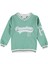 Kız Çocuk Kolej Tarz Pasedan Yazı Desenli V Yaka Yeşil Renk Sweatshirt 1