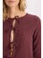 Regular Fit Bisiklet Yaka Basic Düz Bürümcük Uzun Kollu Önden Bağlamalı Hırka D6296AX24AU 5