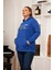 Büyük Beden Taş Baskılı Sweatshirt Koyu Petrol 5