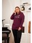 Büyük Beden Taş Baskılı Sweatshirt Koyu Mor 3