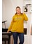 Büyük Beden Taş Baskılı Sweatshirt Koyu Oliv 1