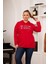 Büyük Beden Taş Baskılı Sweatshirt Kırmızı 2