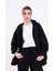 Kadın Siyah Normal Kalıp Basic Beli Lastikli Kapüşonlu Oversize Mevsimlik Alt Üst Eşofman Takımı 2