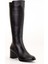 Kadın Deri Şık Topuklu Çizme - Siyah 4