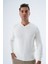 Erkek Ekru %100 Pamuk Bisiklet Yaka Triko Kazak TRIST-1102 6