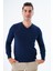 Erkek Lacivert %100 Pamuk Bisiklet Yaka Triko Kazak TRIST-1102 1