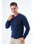 Erkek Lacivert %100 Pamuk Bisiklet Yaka Triko Kazak TRIST-1102 6