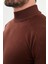 Düz Kiremit Rengi Slim Fit Yarım Balıkçı Yaka Erkek Triko Kazak 2