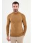 Düz Kamel Rengi Slim Fit Yarım Balıkçı Yaka Erkek Triko Kazak 1