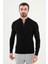 Dokulu Siyah Slim Fit Fermuarlı Yarım Balıkçı Yaka Erkek Triko Kazak 1