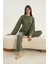 Kadın Uzun Kol Haki Viskon Pijama Takım C7T8N9O51 1