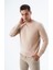 Erkek Bej %100 Pamuk Bisiklet Yaka Triko Kazak TRIST-1101 2