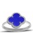 925 Ayar Gümüş Mavi Taşlı Yonca Yüzük 1