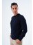 Erkek Lacivert %100 Pamuk Bisiklet Yaka Triko Kazak TRIST-1101 2