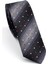 Gri Füme ve Siyah Verev Desenli Dokuma Kumaş Mendilli Slim Fit Kravat // SDK-240803 1