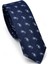 Mavi Şal Desenli Lacivert Dokuma Kumaş Mendilli Slim Fit Kravat // SDK-240808 1