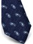 Mavi Şal Desenli Lacivert Dokuma Kumaş Mendilli Slim Fit Kravat // SDK-240808 3