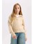 Kız Çocuk Polo Yaka Basic Düz Triko Kazak C9667A824WN 1