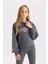 Kız Çocuk 2'li Takım Baskılı Kapüşonlu Sweashirt Beli Lastikli Fitilli Kaşkorse Tayt D0730A824AU 3