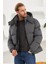 Erkek Su Geçirmez Çıkarılabilir Kapüşonlu Şişme Mont Antrasit - 3820DNGR 3