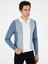 Erkek Mavi Slim Fit Fermuarlı Polo Yaka Triko Kazak 50293767-VR036 3
