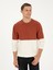 Erkek Kiremit Slim Fit Bisiklet Yaka Baklava Desenli Triko Kazak 50292568-VR031 4