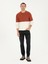 Erkek Kiremit Slim Fit Bisiklet Yaka Baklava Desenli Triko Kazak 50292568-VR031 5