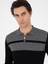 Erkek Siyah Slim Fit Polo Yaka Fermuarlı Triko Kazak 50293786-VR046 2