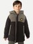 Gri Siyah Su Geçirmez Parçalı Elyaflı Unisex Çocuk Mont 1