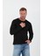 İnterlok Kumaş İnce Uzun Kollu Erkek Sweatshirt - Siyah 1