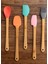 5 Parça Silikon Mini Spatula 21 cm Seti Bambu Saplı Isıya Dayanıklı Pişirme Gereçleri 1