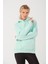 Kadın Neon Yeşil %100 Pamuk Kordonlu Kanguru Cep Şardonlu Kapüşonlu Kordonlu Regular Fit Sweatshirt 1