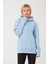 Kadın Bebe Mavi %100 Pamuk Kordonlu Kanguru Cep Şardonlu Kapüşonlu Kordonlu Regular Fit Sweatshirt 4