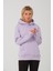 Kadın Lila %100 Pamuk Kordonlu Kanguru Cep Şardonlu Kapüşonlu Kordonlu Regular Fit Sweatshirt 3