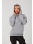 Kadın Gri Melanj %100 Pamuk Kordonlu Kanguru Cep Şardonlu Kapüşonlu Kordonlu Regular Fit Sweatshirt 4