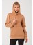 Kadın Camel %100 Pamuk Kordonlu Kanguru Cep Şardonlu Kapüşonlu Kordonlu Regular Fit Sweatshirt 4