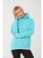 Kadın Mint Mavi %100 Pamuk Kordonlu Kanguru Cep Şardonlu Kapüşonlu Kordonlu Regular Fit Sweatshirt 1