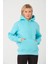 Kadın Mint Mavi %100 Pamuk Kordonlu Kanguru Cep Şardonlu Kapüşonlu Kordonlu Regular Fit Sweatshirt 4