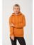 Kadın Tütün %100 Pamuk Kordonlu Kanguru Cep Şardonlu Kapüşonlu Kordonlu Regular Fit Sweatshirt 2