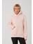 Kadın Pembe M. %100 Pamuk Kordonlu Kanguru Cep Şardonlu Kapüşonlu Kordonlu Regular Fit Sweatshirt 2