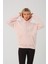 Kadın Pembe M. %100 Pamuk Kordonlu Kanguru Cep Şardonlu Kapüşonlu Kordonlu Regular Fit Sweatshirt 4