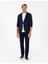 Erkek Lacivert Slim Fit Çizgili Kanvas Pantolon 50299528-VR033 1