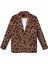 Leopar Desenli Oversize Kaşe Blazer Ceket Camel 1