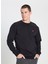 Bisiklet Yaka Siyah Erkek Sweatshırt W242726001 Siyah Logo Sweatshirt 2